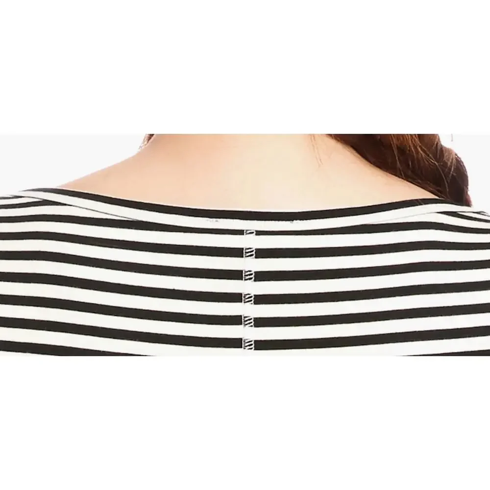 Karen Kane Boat Neck Striped Top 3/4 Sleeve Shirt | Plus 3x, Black White NEW $98 - Picture 5 of 5